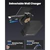 Gitryin 40W USB C Wall Charger with Built-in Retractable Cable, 2-in-1 Foldable Fast Charger Block, Travel Essentials Compatible for iPhone 17/16/15, iPad, Galaxy, Pixel, Black