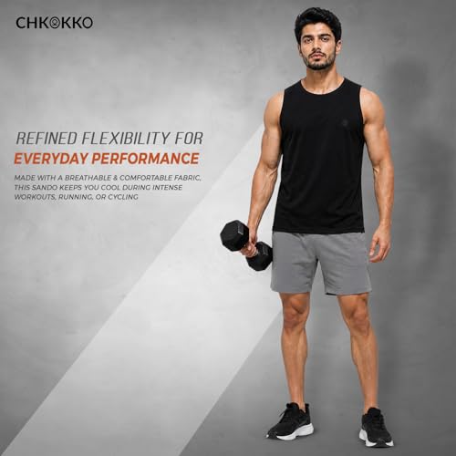 Image of CHKOKKO Sleeveless T Shirts Gym Vest for Men Workout Solid Premium Cotton Blend Tank Top for Man Running Vest Sando Gym Wear Lightweight Breathable Casual Summer Wear Boys