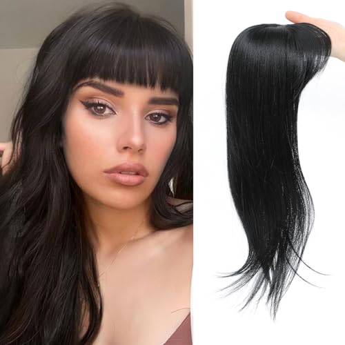 JQM Hair Topper Clip in Bangs, 18 Inch Hair Toppers (Ombre Light Brown)