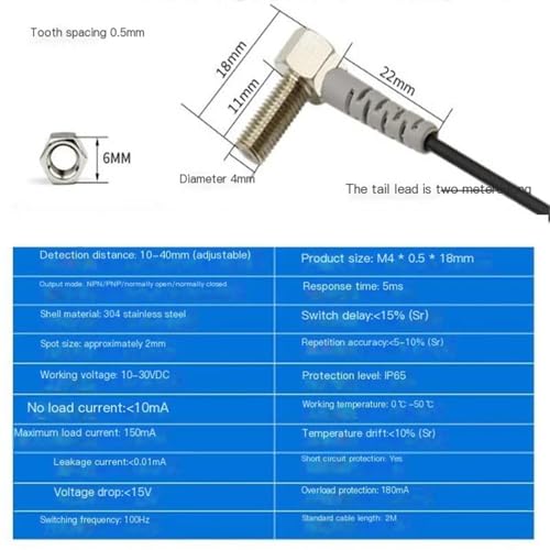 Sensor fotoeléctrico de reflexión codo M4 PNP NA BJL06 interruptor óptico en ángulo recto 6