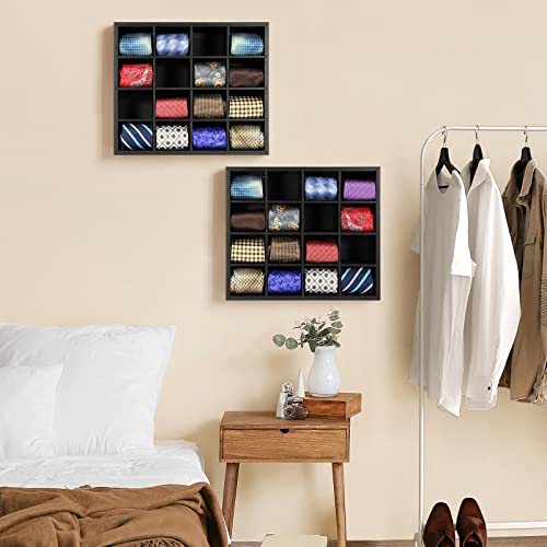 B4Life Krawattenhalter zur Wandmontage, Krawatten-Organizer, Schwarze Krawatten-Display-Racks für die Wand, Bambus-Krawatten-Aufbewahrung, Krawattenhalter, Wandhalterung
