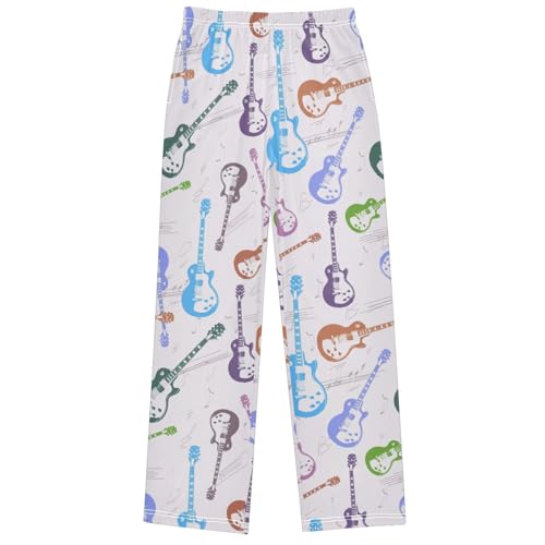 Boy's Pants Guitar Musical Note Jogger Pants Elastic Waist Long Bottoms Trousers with Pockets 6-14 Years