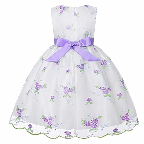 Little Girls Embroidered Floral Tutu Dress Mesh Bowknot Princess Dress Pageant Wedding Bridesmaid Causal Playwear Dress2