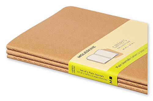 Moleskine Cahier Journal, Soft Cover, Large (5" X 8.25") Plain/Blank, Kraft Brown, 80 Pages (Set Of 3) #TOP7