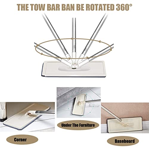 ZURBAQD Mopp/Flacher Bodenwischer, Bodenwischer und Eimer-Set, flaches Wischmopp-Eimersystem mit 4 wiederverwendbaren Mikrofaser-Pads, Hartholz-Bodenwischer für zu Hause mit Wringer, Edelstahlgriff, – Bild 6