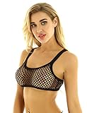 YiZYiF Women's Mesh See Through Bra Tops Sheer Fishnet Bralette Lingerie Tank Crop Top Black Large