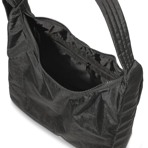 Image of FASTFAIRY Nylon Shoulder Bag - Adjustable Quilted Strap, Structured Slouchy Design with Interior Zip Pocket