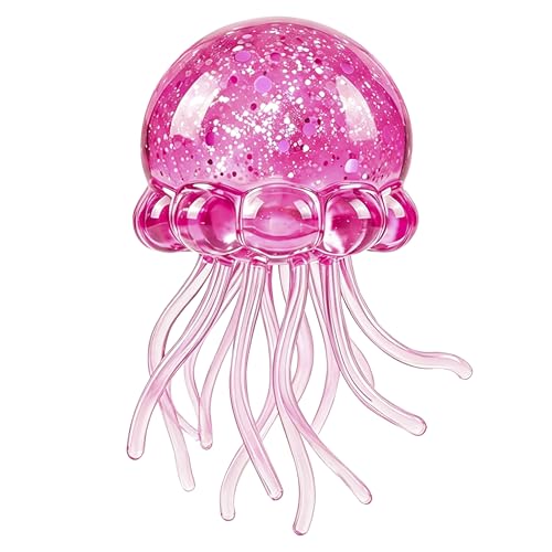 Squishy Pink Glitter Jellyfish Squeeze Toy, Slow Rise Stretchy Stress Ball for Boys Girls, Ultra Soft Sensory Fidget Toy Stress Relief for Autism, Party Favors, Present Fillers, Gifts, Age 3 to Adult