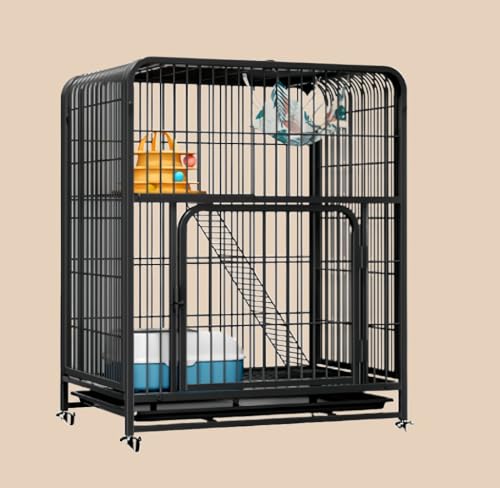 LumingLight 猫 ケージ 広々とした空間 2 3 4 5段 大型 トイレ付き 組立簡単 キャットケージ 家庭用屋内猫ハウス 錆びにくく耐久性のある梁補強 (85*60*102cm,ブラック)