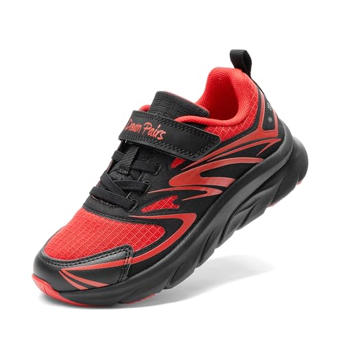 DREAM PAIRS Boys Girls Shoes Kids Tennis Athletic Running Gym School Sneakers for Little Big Kid 12 Little Kid Red/Black