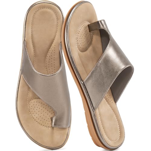 Image of Reimferce Summer Flat Sandals for Women: Comfortable Walking Dressy Slides for 2026 - Ladies Orthopedic Casual Shoes Indoor Outdoor