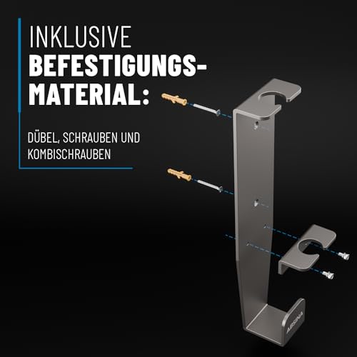 ABSINA Aluminium Typ 2 Wandhalterung Schuko Ladekabel & CEE Ladekabel - Wandhalterung Ladekabel inkl. Montagezubehör - 37 x 9 x 7 cm - Ladekabel Halterung Typ 2, Kabelhalter Typ 2