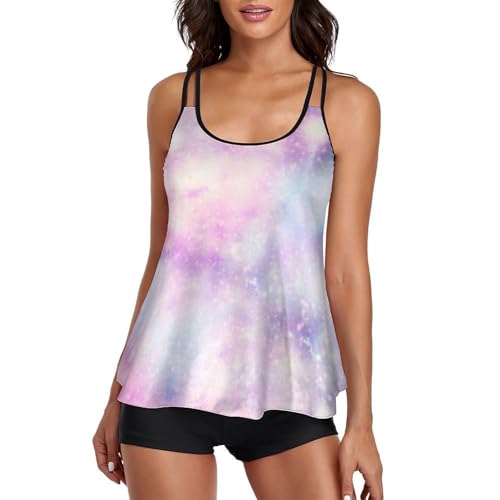 Bikini tankini robe de plage nébuleuse bleue rose au motif galactique exclusif