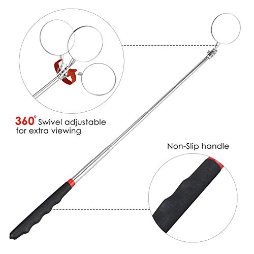 4 Pack Magnetic Pick-Up Tool, Telescoping Pick Up Sticks, Inspection Mirror with LED Light for Extra Viewing Pickup, Christmas Stocking Stuffers, Cool Gadgets Gifts for Men, Dad, Husband, Father, Him