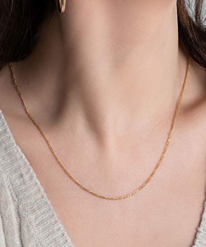 Barzel 18K Gold Plated Figaro Chain Necklace 2MM, 2.5MM, 3MM, 4MM, 4.5MM & 5MM for Women & Men2