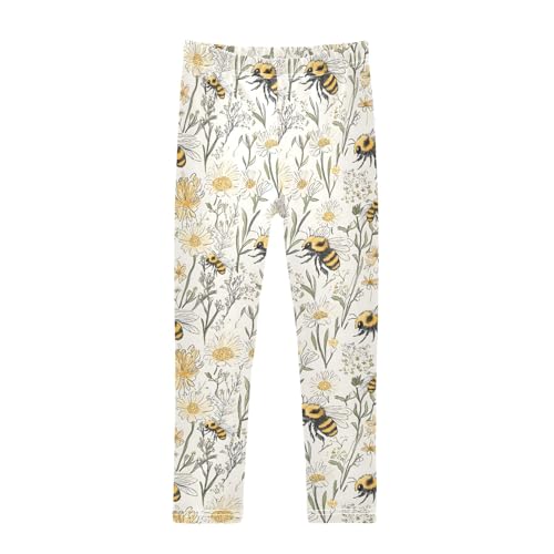 Girls' Athletic Leggings Ankle Length Yoga Dance Pants Kids Teen 4T Bee