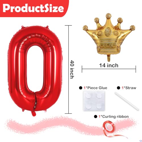 Image of Red 6 Balloon Number Red Gold Happy Birthday Decorations Foil Mylar Large Number Balloons 40inch 6 Birthday Balloon 6th Party Decorations Supplies(Number 6 balloons)