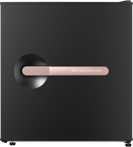 Frigidaire BLACK-ROSEGOLD - Mini refrigerador retro, ahorro de energía, control de termostato ajustable, abridor de botellas montado lateral, ideal