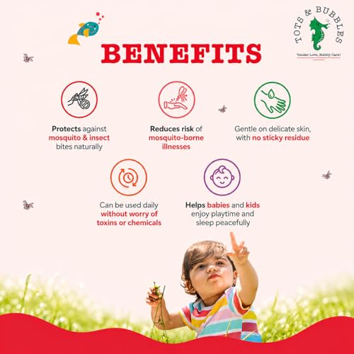Image of Tots & Bubbles Baby Safe Mosquito Repellent Spray (100ml) for Babies, Toddlers | Natural Protection with Citronella & Lemongrass Oils | DEET-Free, Skin Friendly Insect Spray for Indoor & Outdoor Use | Safe & Gentle on Baby and Mother (Pack of 3)