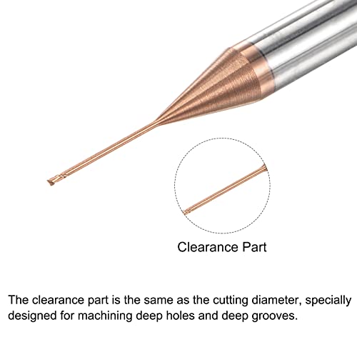 Image of uxcell Square Nose End Mill, 0.5mm Solid Carbide AlTiSin Coated Long Reach CNC Router Bits 2 Flutes Milling Cutter with Extended Neck, 8mm Cutting Length 4mm Shank