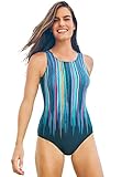 Swimsuits For All Women's Plus Size High-Neck One Piece - 22, Multi Vivid Rain