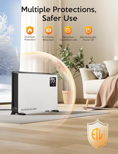 VAGKRI Quiet Electric Space Heater, Wall Mounted Heater 1500W Fast Heating with Remote, 3  - image 6