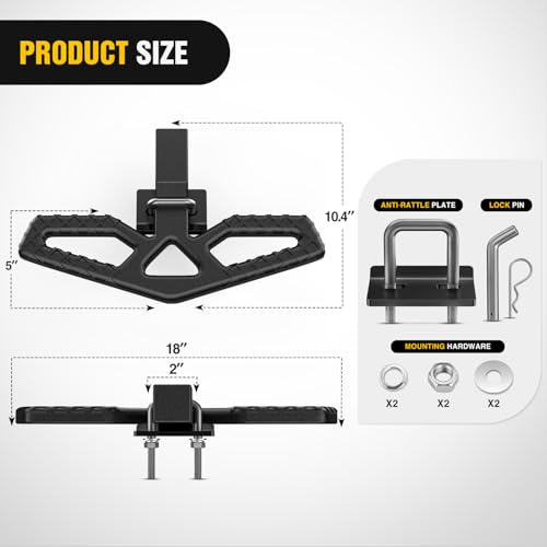 Image of Nilight Tow Hitch Step for 2 Inch Receiver Heavy Duty Steel Universal Rear Bumper Guard Wide Non Slip Trailer Hitch Step Bar with Anti Rattle Stabilizer and 5 /8 inch Pin Clip Fits Pickup Truck SUV Van