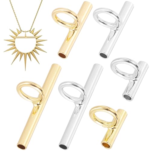 Deozu 6 Pcs Pin to Pendant Converters, Gold Silver Brooch Converter, Brass Brooch Pin Converter, Brooch to Pendant Converter Necklace Adapter for DIY Jewelry Making, Crafts (3 Sizes)