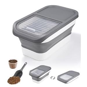 Zawaer Contenedor de Comida para Mascotas 5KG, Contenedor Pienso Perro Gato Plegable Cubo Caja Almacenamiento Comida con Pala y Taza Medidora,Contenedor de Comida para Perro, Contenedor para Pienso.