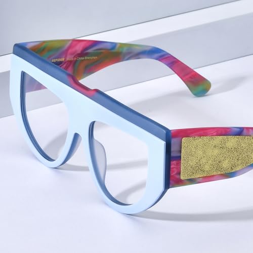 Image of HEPIDEM Multicolor Acetate Glasses Frame Women Oversize Vintage Round Eyeglasses Optical Spectacles 9271