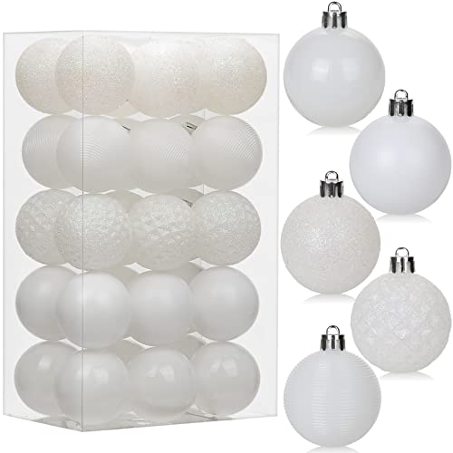 30PCS 2 Christmas Ball Ornaments Shatterproof Pearl White Christmas Tree Decorations Xmas Tree Balls Halloween Ornaments Dcor