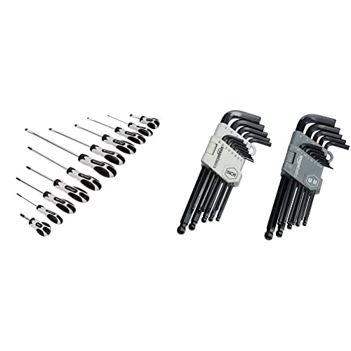Amazon Basics 11-Piece Magnetic Tip Screwdriver Set - Slotted And Phillips & Hex Key Allen Wrench Set With Ball End - Set Of 26 #TOP7
