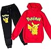 WOEMANE Pokémon Pikachu Hoodie voor kinderen, tweedelige set