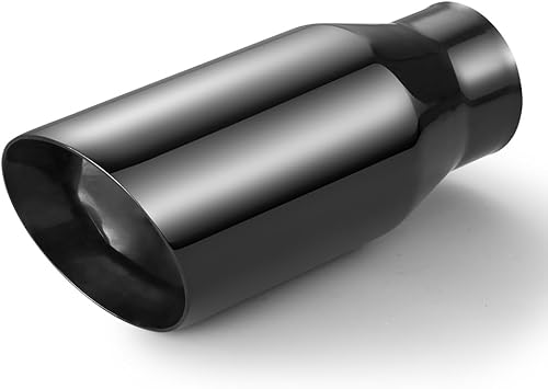 Punta de escape de 3.5 pulgadas, entrada de 3.5 pulgadas, salida de 5 pulgadas, longitud total, tubo de escape cromado de acero inoxidable, corte de
