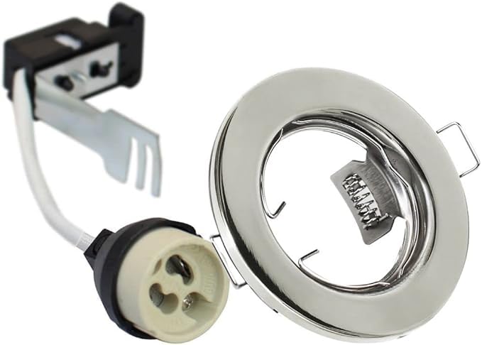 Mirrorstone - EcoSpot+ Hoop Downlight Steel GU10 Fixed Brass, Chrome and Satin Chrome (Chrome, Pack of 4)