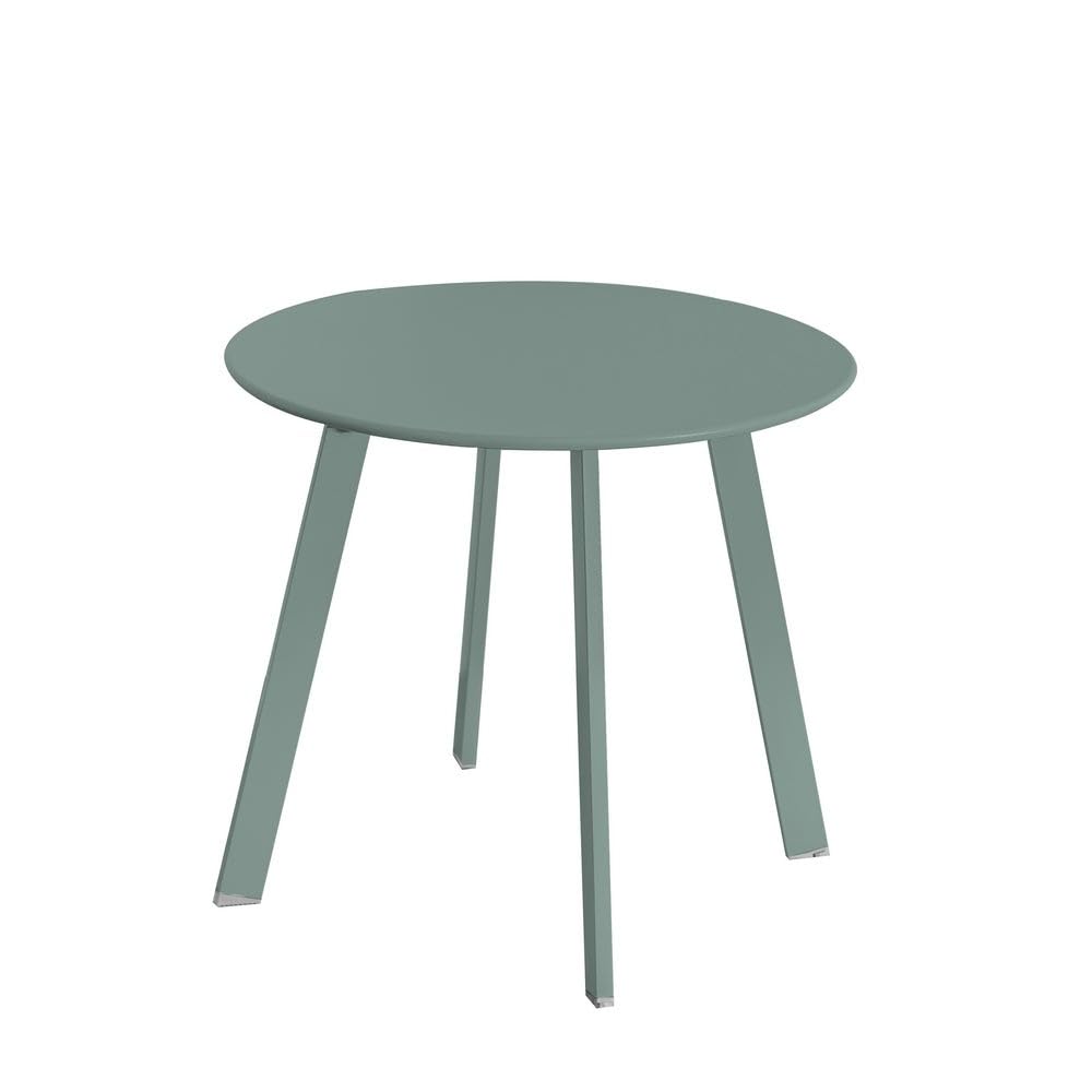 LOLAhome Mesa Auxiliar Marzia lacada Verde | Ø50 x 44 cm | De Acero con Revestimiento epoxi anticorrosión Interiores y Exteriores, jardín, terraza y balcón