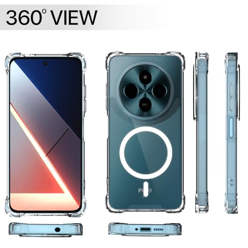 Image of Amazon Basics Back Cover for Poco M7 5G Mag-Safe Shockproof PC + TPU Protective Case Magnetic Support Bumper Case (Transparent Mag-Safe)