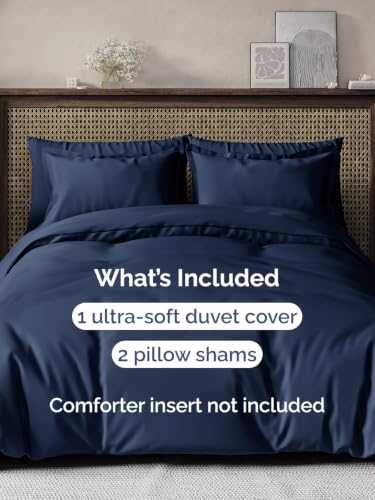Image of Duvet Cover Full Size - Soft 3 Piece with Zipper Closure - Navy Blue