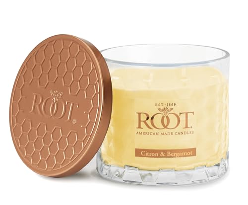 Root Candles Scented Candles Honeycomb Beeswax Blend Premium Handcrafted Candle, 12-Ounce 3-Wick, Citron & Bergamot