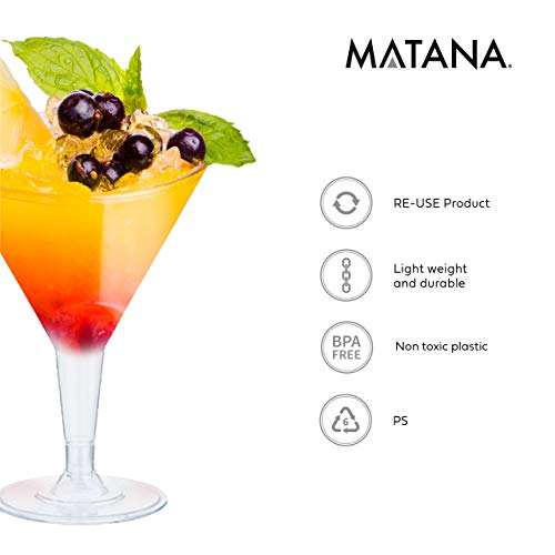MATANA 48 Hard Plastic Martiniglazen, 210ml - Cocktailglazen voor Verjaardagen, Bruiloften en Feesten - Herbruikbare en Elegante Plastic Glazen voor Cocktails, Desserts - Image 5