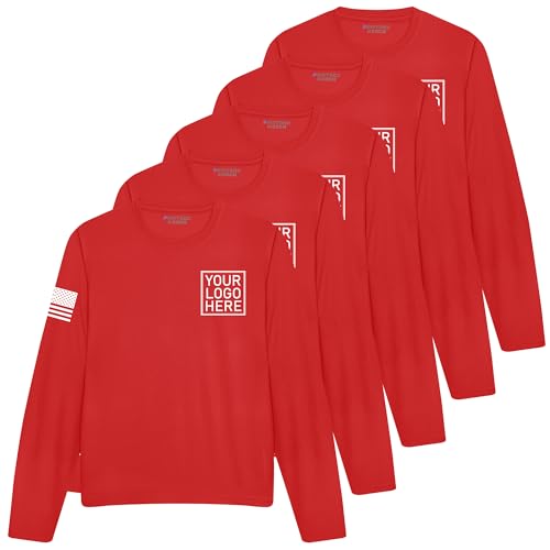 5 Pack Custom Dry Fit Long Sleeve Shirts for Men, Add Your Custom Logo, Moisture Wicking Sun Protection UV Workwear Black3
