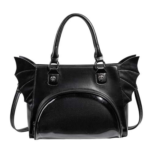 Bwuikim Bolso cruzado punk oscuro con correa de hombro ajustable para mujer, bolso de mano de poliuretano, resistente al desgaste, ligero, de trabajo de poliuretano