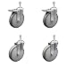 Polyurethane Swivel Threaded Stem Caster Set of 4 w/6