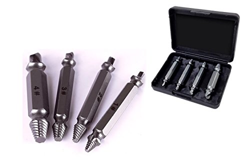 MWS Kit 4 estrattori in Acciaio per Viti e bulloni danneggiati Adatti a Qualsiasi Trapano
