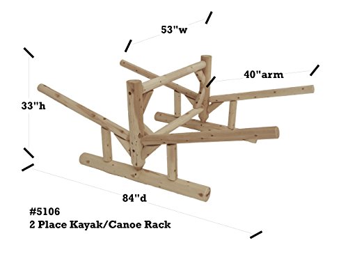 2 Place Double Sided Log Kayak and Canoe Rack Unfinished - Thumbnail 2