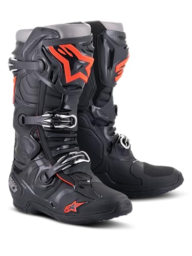 Image of Alpinestars Tech 10 Boots, High-Performance Motocross Boots, CE-Certified, 7, Black /Red Fluo