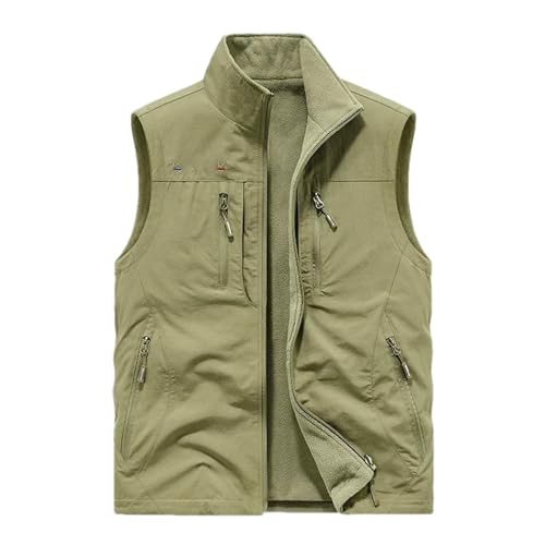 Chaleco de forro polar de invierno para hombre chaleco multibolsillos cálido talla S