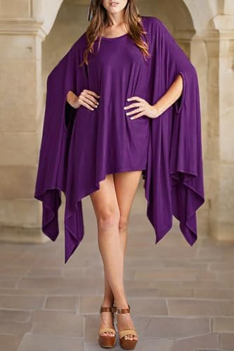 Image of Vivicastle Women's USA Loose Bat Wing Dolman Poncho Tunic Dress Top
