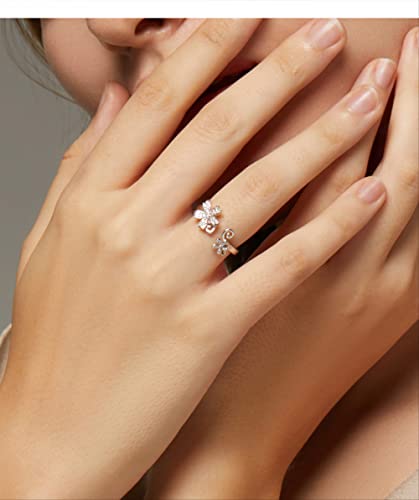 Anillo de bodas plata 925 flor de cerezo rosa ajustable premium 2