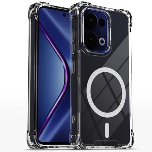 Image of Amazon Basics Back Cover for Oppo Reno 13 5G Mag-Safe Shockproof PC + TPU Protective Case Magnetic Support Bumper Case (Transparent Mag-Safe)